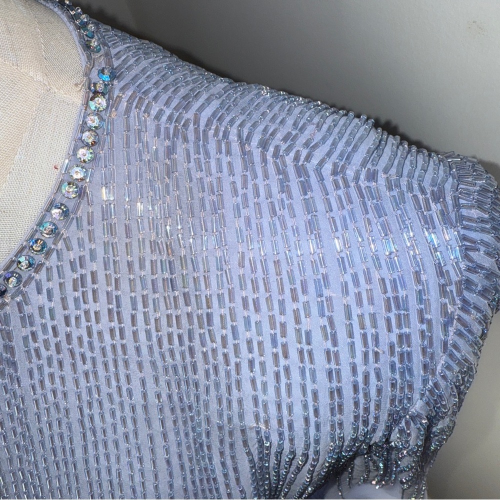 RARE VINTAGE 1960s VICTORIA ROYAL LTD.  silk organza beaded evening GOWN - Picture 6 of 16